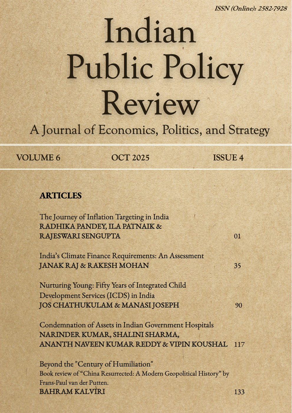 					View Vol. 6 No. 4 (2025): Indian Public Policy Review
				